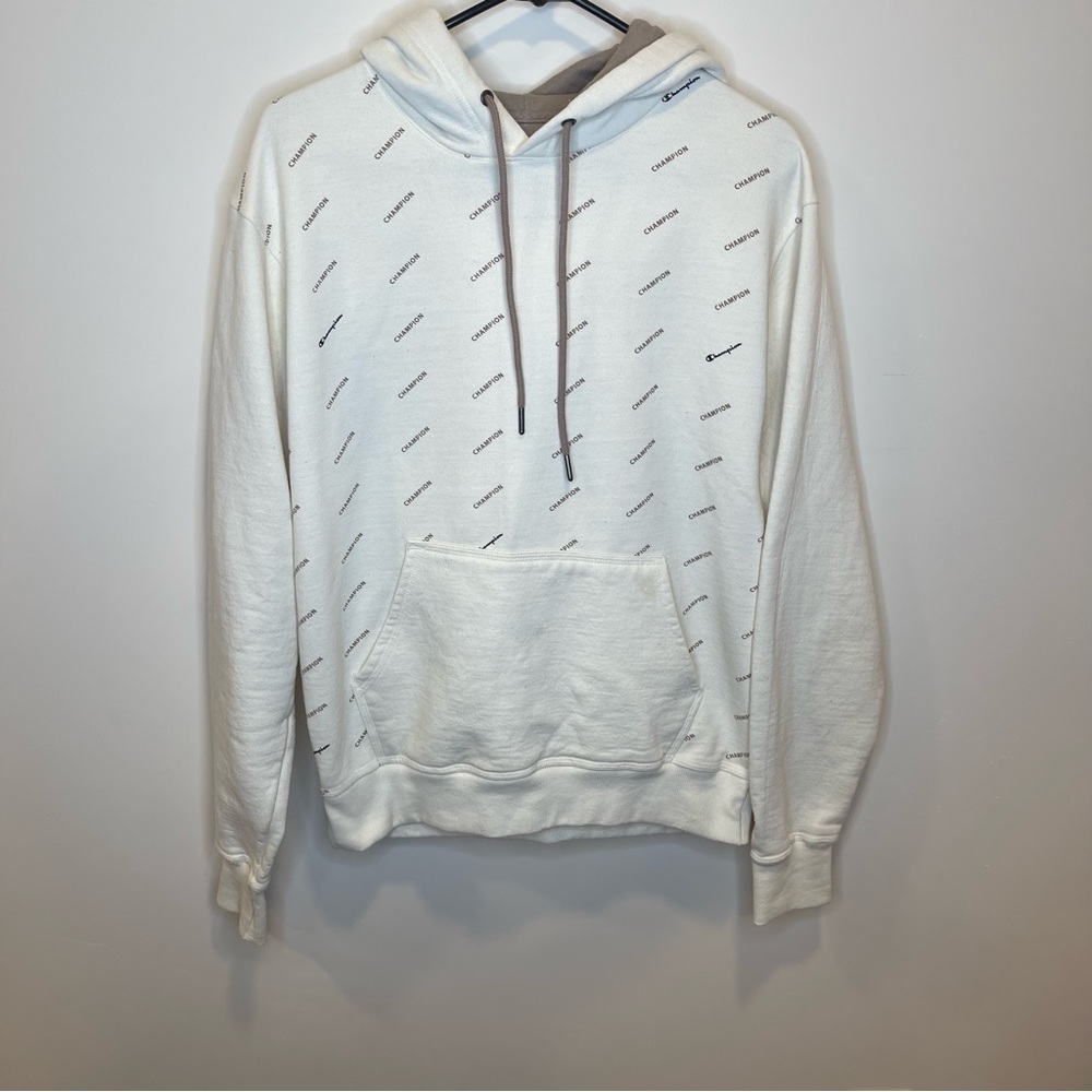 Champion Medium  Logo Cream Detailed Hoodie
